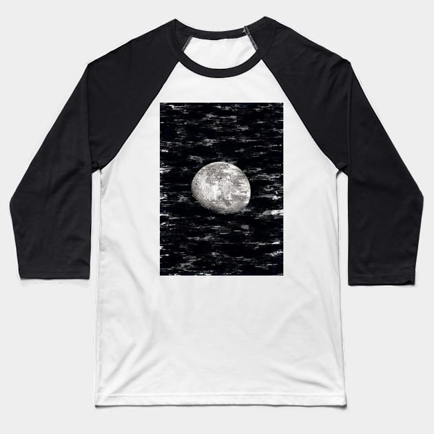 Partial Moon By Night Black & White. For Moon Lovers. Baseball T-Shirt by ColortrixArt